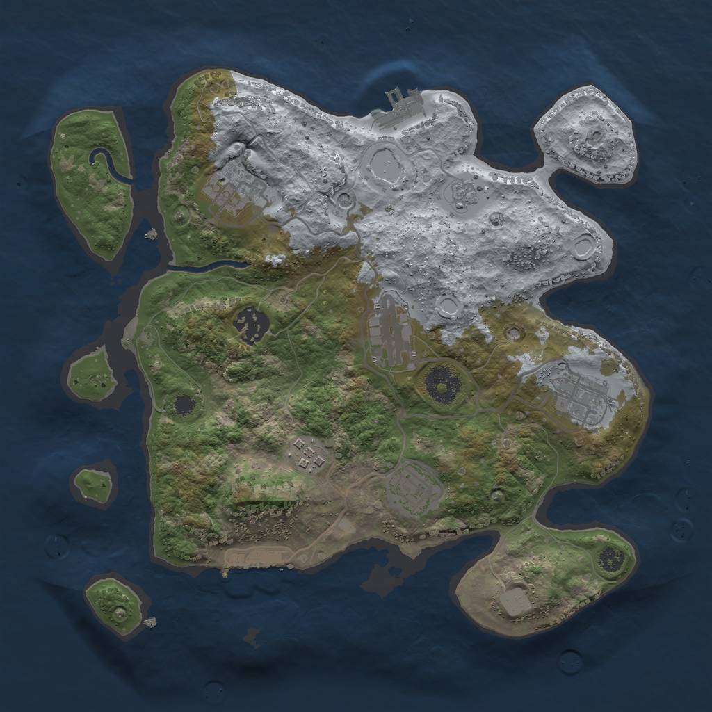 Rust Map: Procedural Map, Size: 3000, Seed: 569757025, 15 Monuments