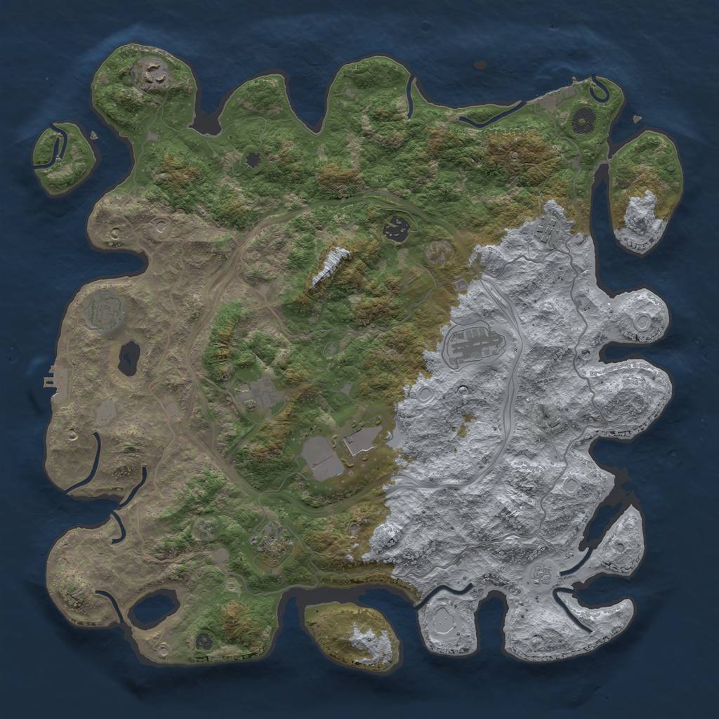 Rust Map: Procedural Map, Size: 4250, Seed: 83637956, 17 Monuments