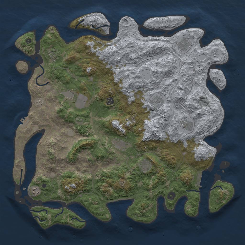 Rust Map: Procedural Map, Size: 4500, Seed: 68663115, 19 Monuments