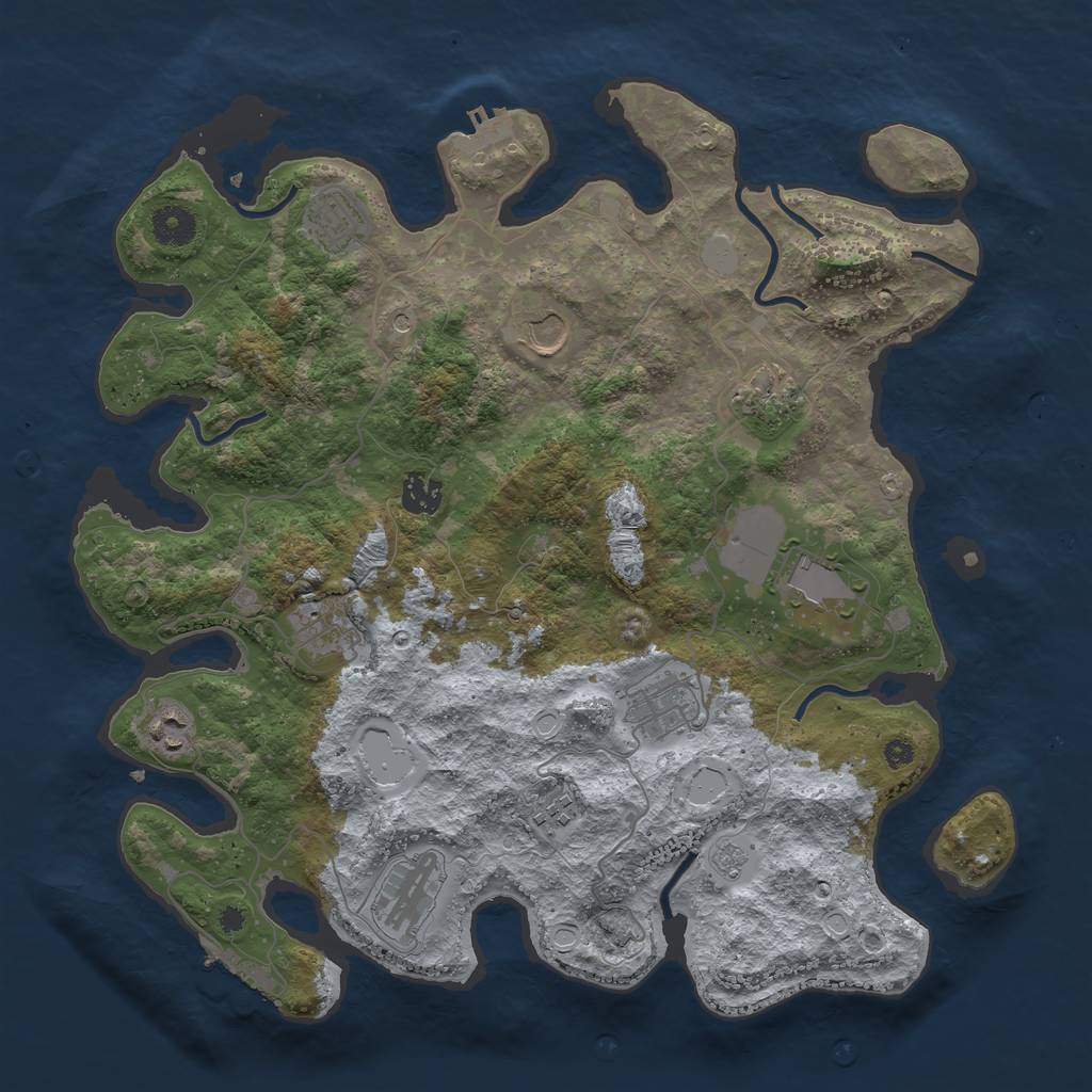 Rust Map: Procedural Map, Size: 3850, Seed: 1682432189, 19 Monuments