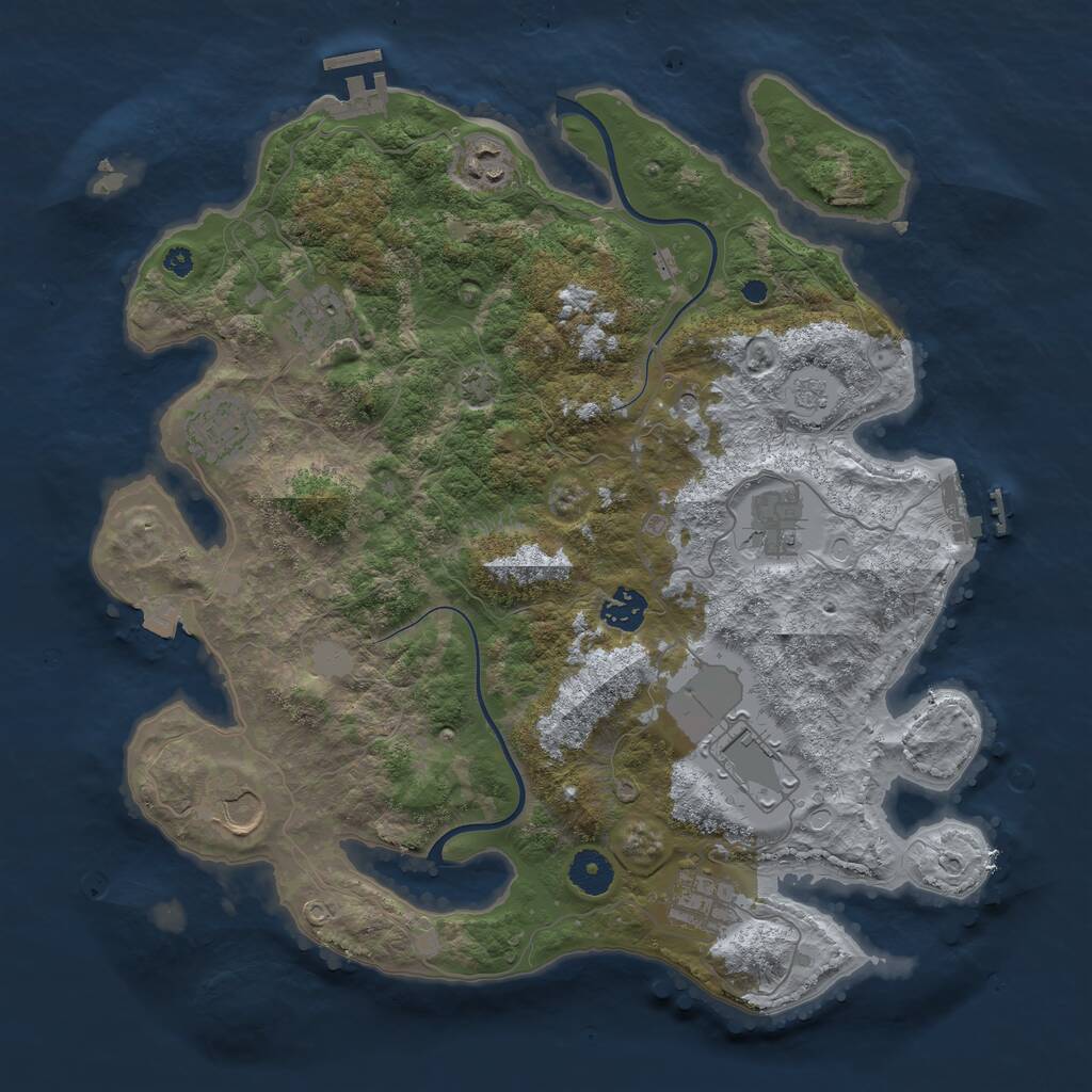 Rust Map: Procedural Map, Size: 3750, Seed: 982114429, 14 Monuments