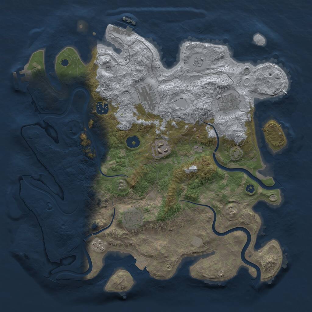 Rust Map: Procedural Map, Size: 3600, Seed: 145227027, 12 Monuments