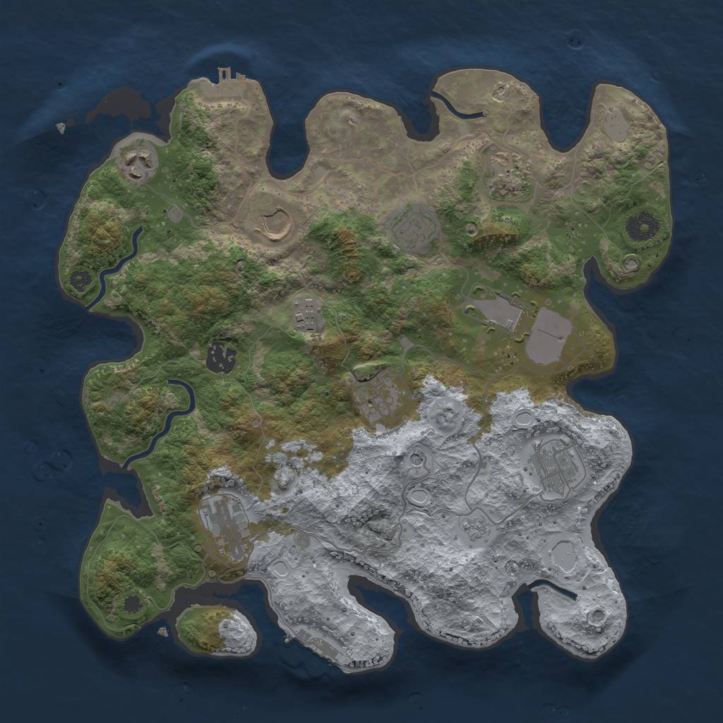 Rust Map: Procedural Map, Size: 3500, Seed: 1501333556, 19 Monuments