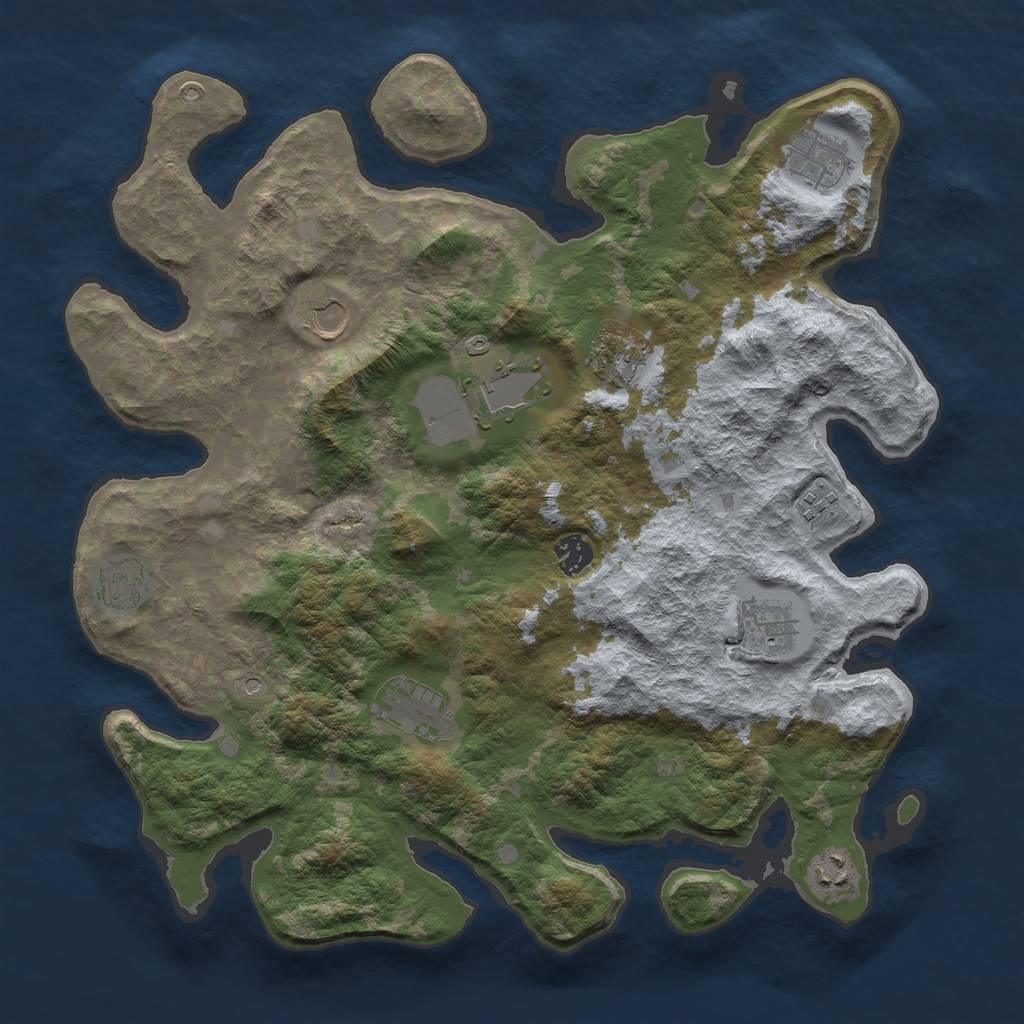 Rust Map: Barren, Size: 4000, Seed: 1465137060, 13 Monuments