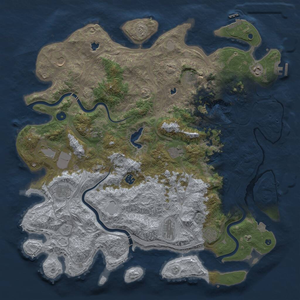 Rust Map: Procedural Map, Size: 4800, Seed: 1223371773, 17 Monuments