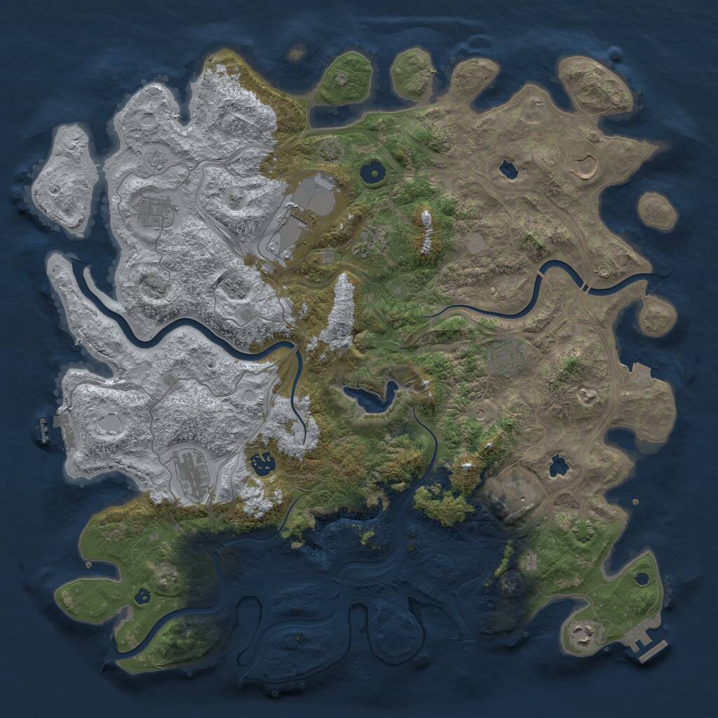 Rust Map: Procedural Map, Size: 4500, Seed: 7102022, 16 Monuments