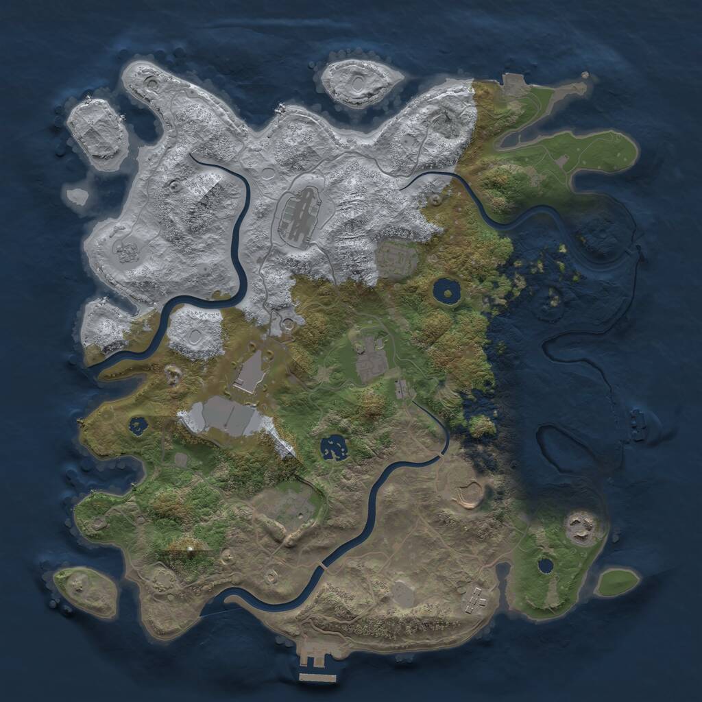 Rust Map: Procedural Map, Size: 3850, Seed: 1139253832, 15 Monuments