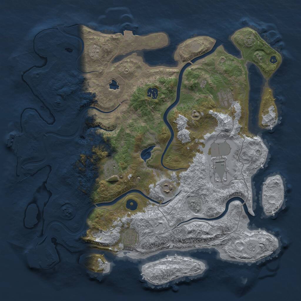 Rust Map: Procedural Map, Size: 4000, Seed: 1180028705, 13 Monuments
