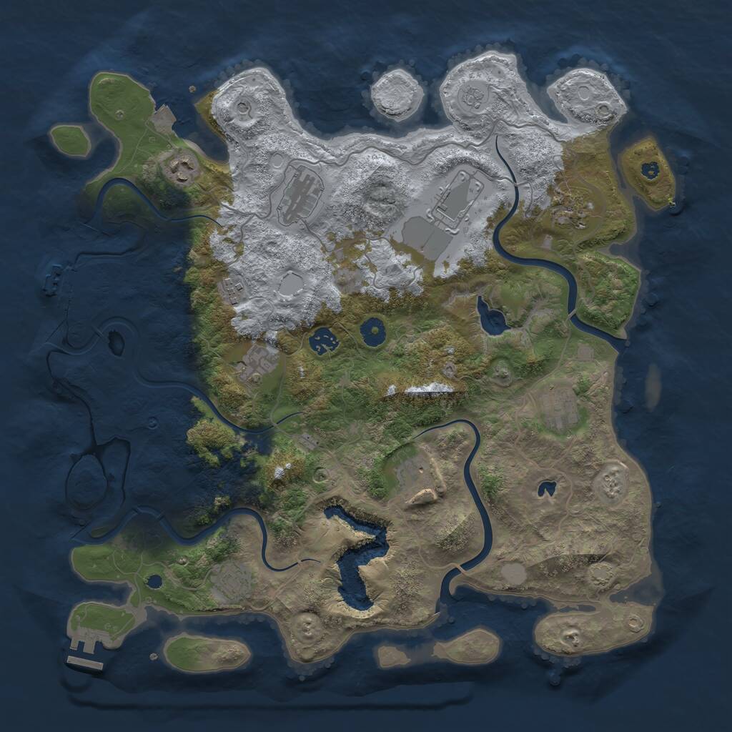 Rust Map: Procedural Map, Size: 4100, Seed: 327050865, 16 Monuments