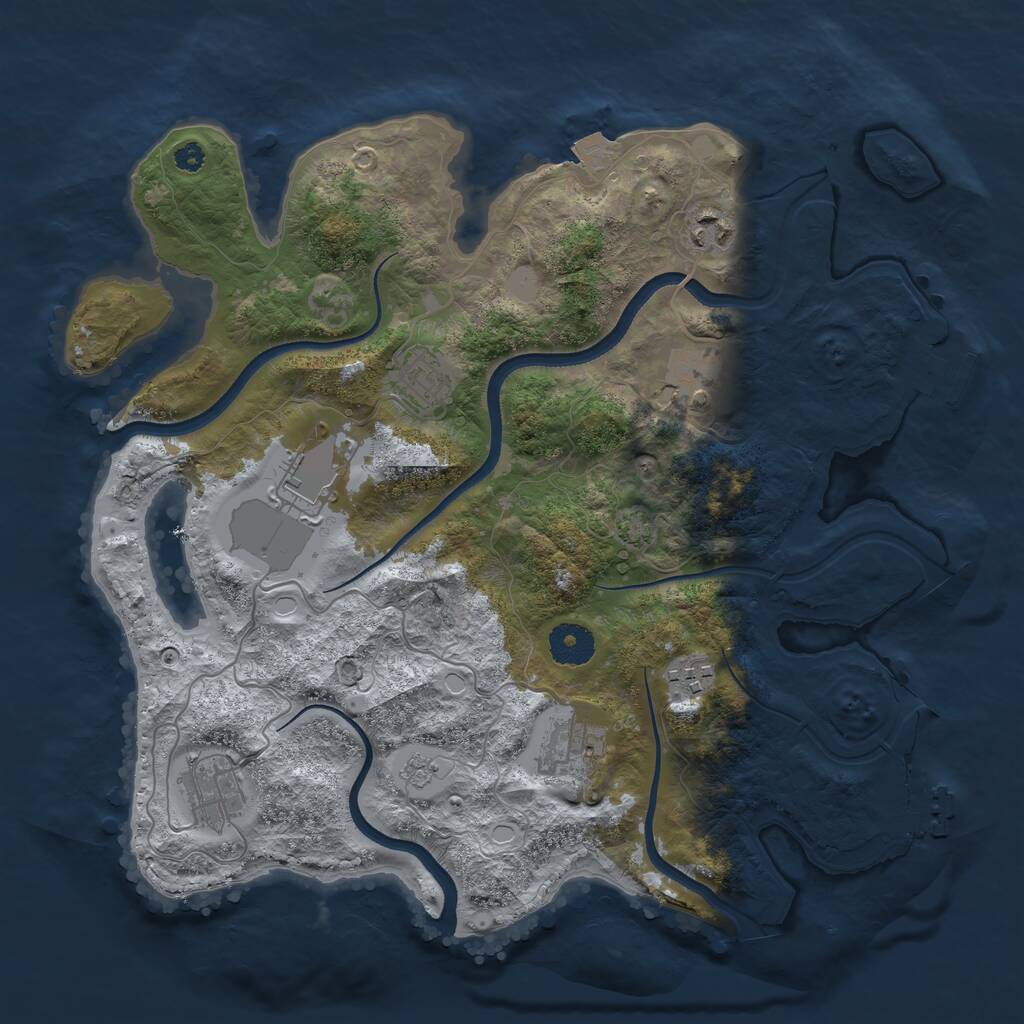 Rust Map: Procedural Map, Size: 3500, Seed: 101022, 12 Monuments
