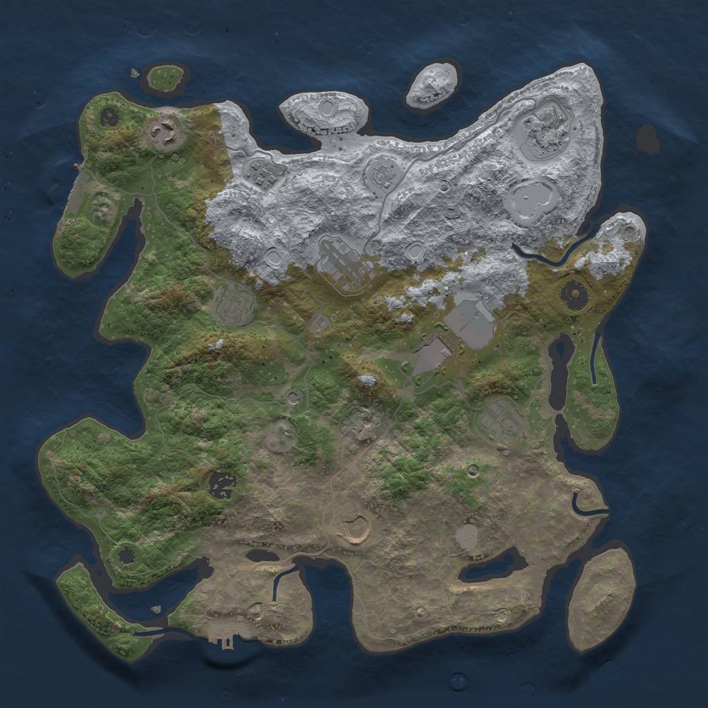 Rust Map: Procedural Map, Size: 3750, Seed: 2048022370, 18 Monuments