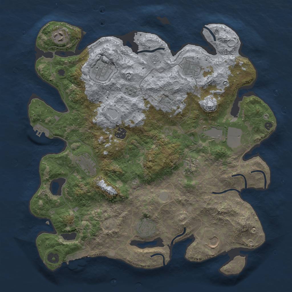 Rust Map: Procedural Map, Size: 3800, Seed: 354898, 19 Monuments