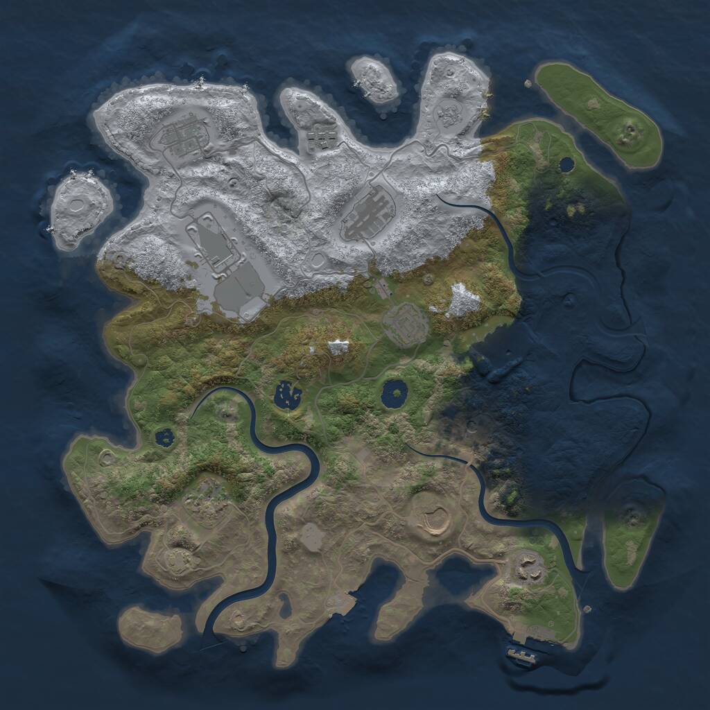 Rust Map: Procedural Map, Size: 3800, Seed: 354844, 15 Monuments