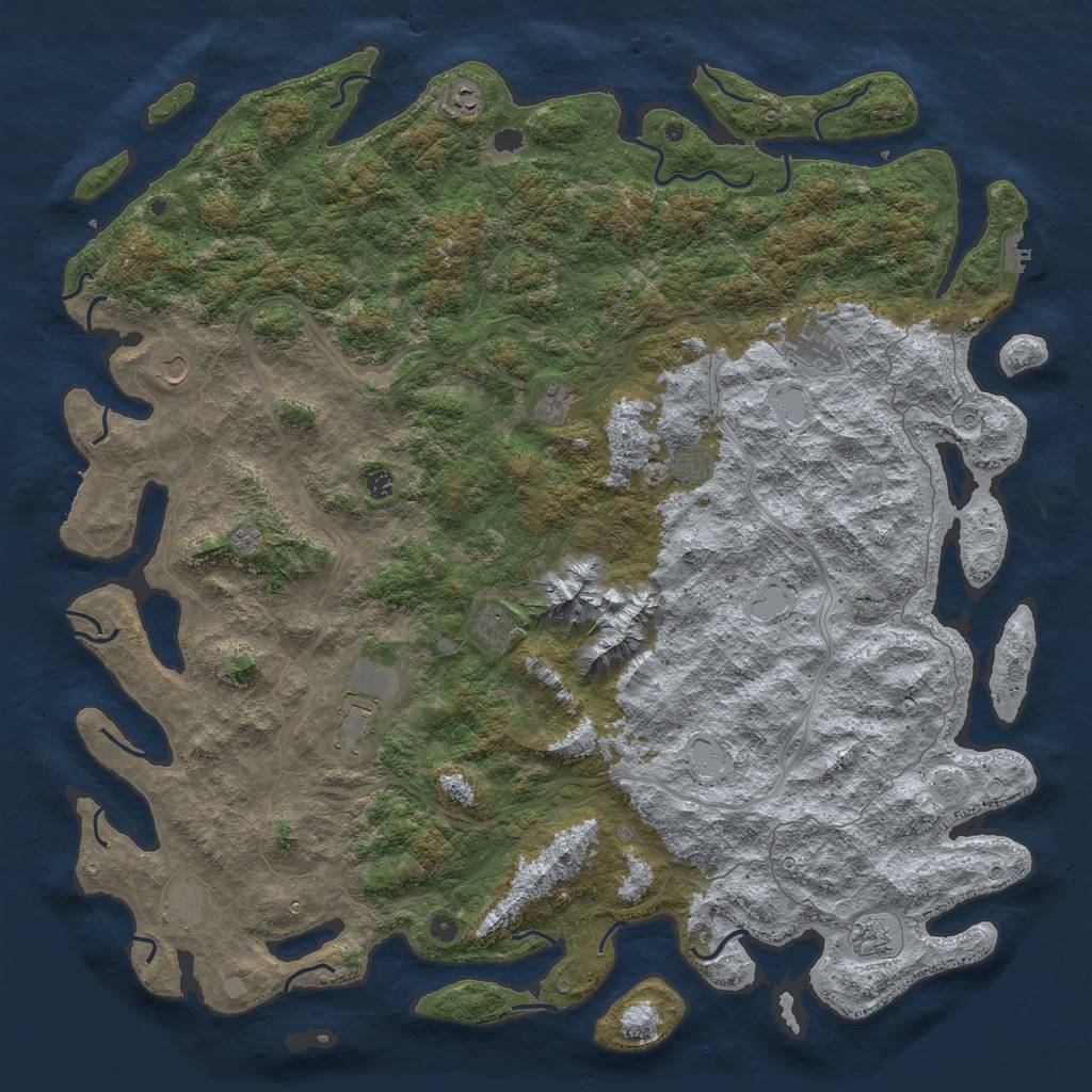 Rust Map: Procedural Map, Size: 6000, Seed: 55811994, 20 Monuments