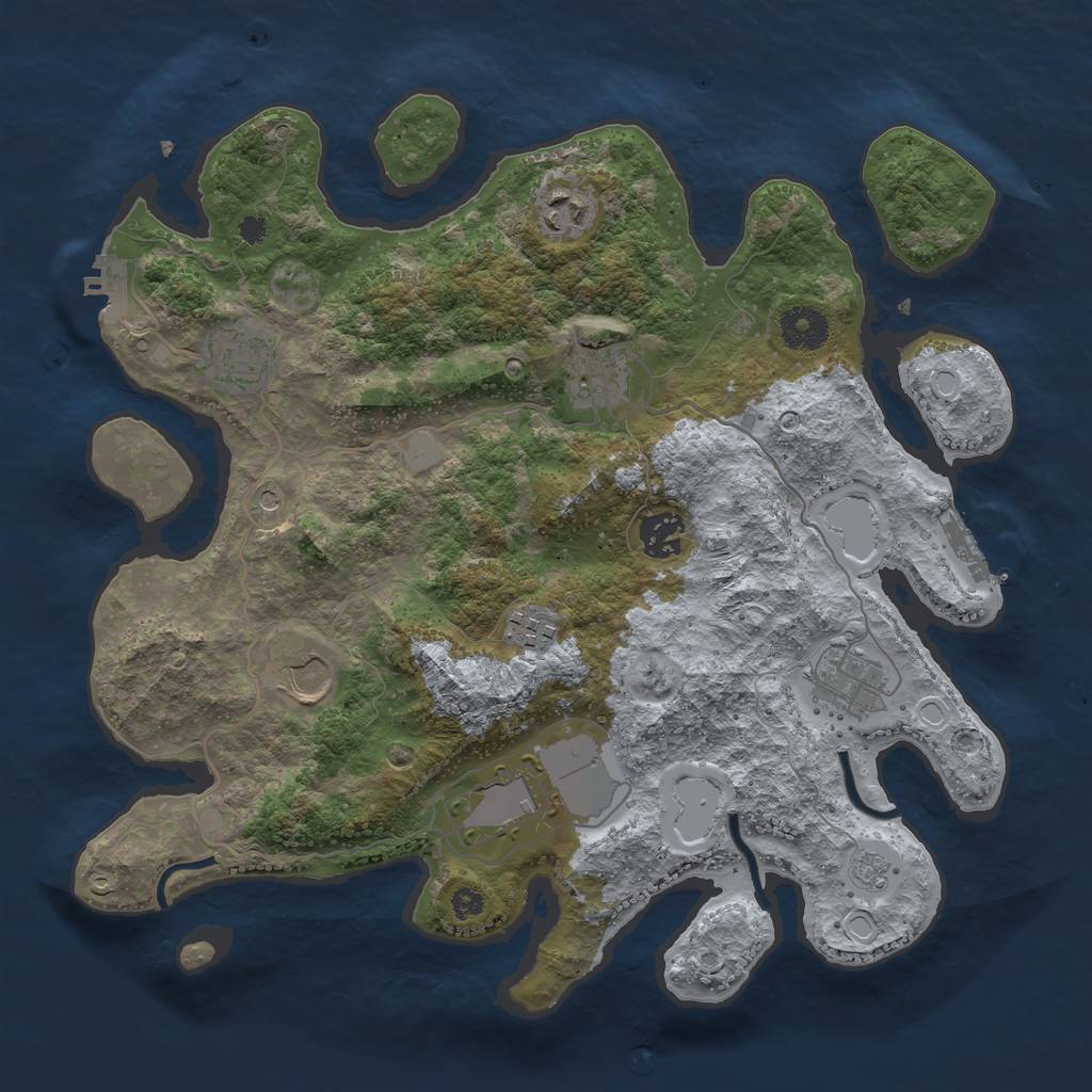 Rust Map: Procedural Map, Size: 3500, Seed: 41772, 17 Monuments