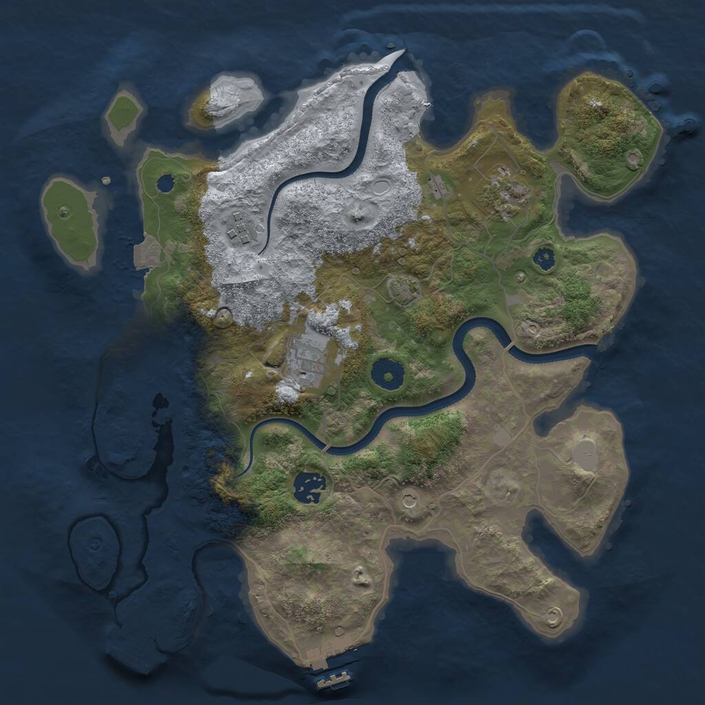 Rust Map: Procedural Map, Size: 3250, Seed: 542793, 9 Monuments