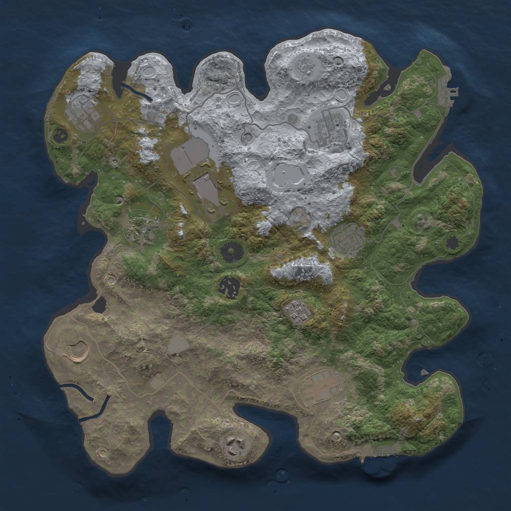 Rust Map: Procedural Map, Size: 3500, Seed: 1515069333, 19 Monuments