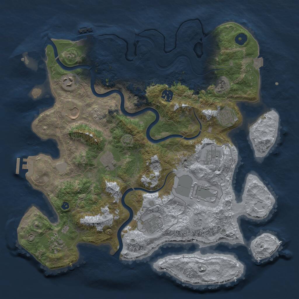 Rust Map: Procedural Map, Size: 3800, Seed: 255641838, 16 Monuments