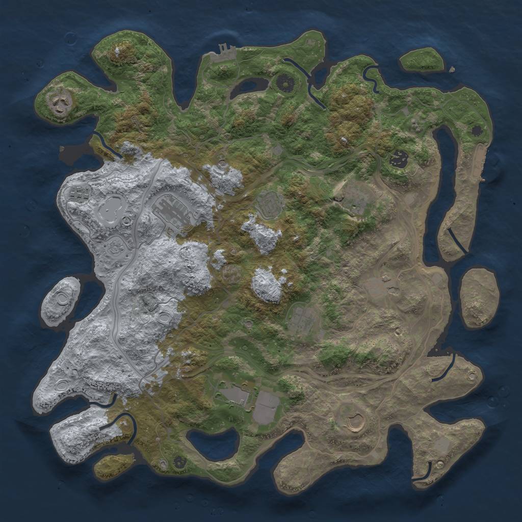 Rust Map: Procedural Map, Size: 4250, Seed: 7653960, 19 Monuments