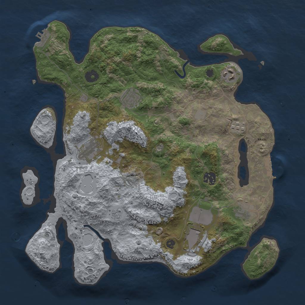 Rust Map: Procedural Map, Size: 3500, Seed: 1086391008, 16 Monuments