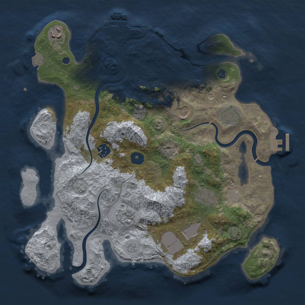 Rust Map: Procedural Map, Size: 3500, Seed: 1086391008, 14 Monuments