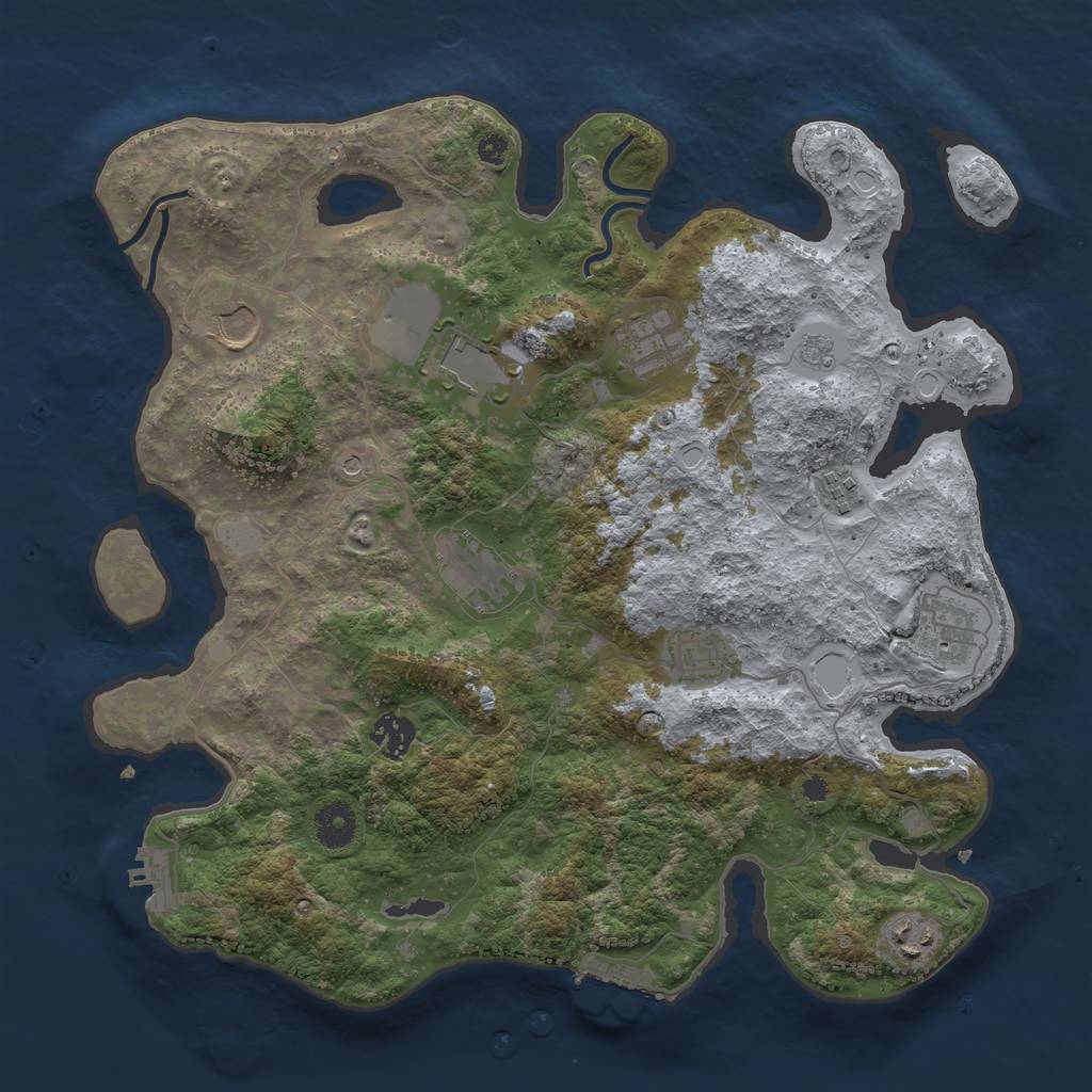 Rust Map: Procedural Map, Size: 3700, Seed: 2034132062, 18 Monuments