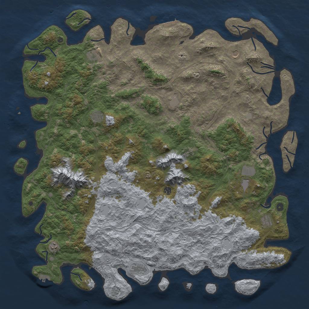 Rust Map: Procedural Map, Size: 6000, Seed: 969696, 20 Monuments
