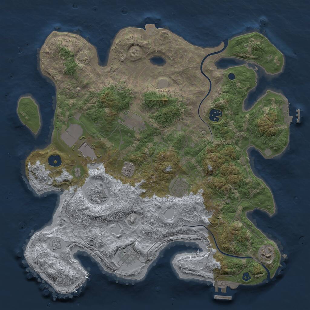 Rust Map: Procedural Map, Size: 3640, Seed: 2147483647, 14 Monuments