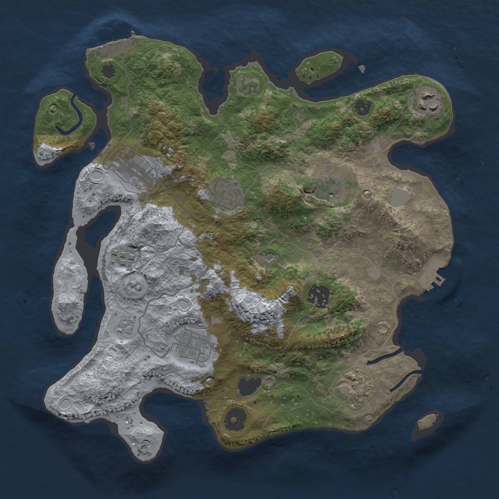 Rust Map: Procedural Map, Size: 3280, Seed: 48465234, 17 Monuments