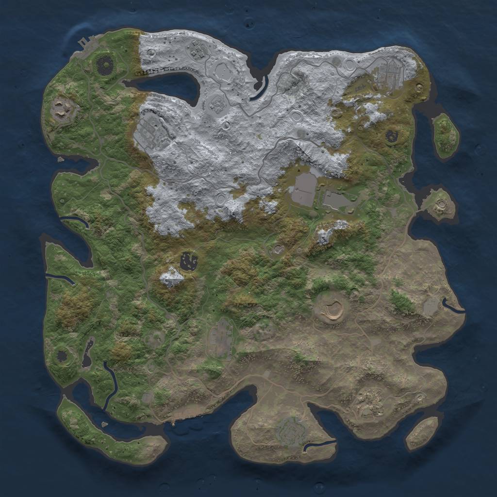 Rust Map: Procedural Map, Size: 4000, Seed: 67830, 19 Monuments