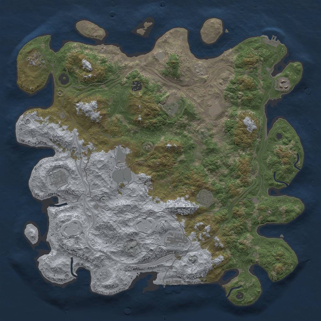 Rust Map: Procedural Map, Size: 4500, Seed: 81416753, 19 Monuments