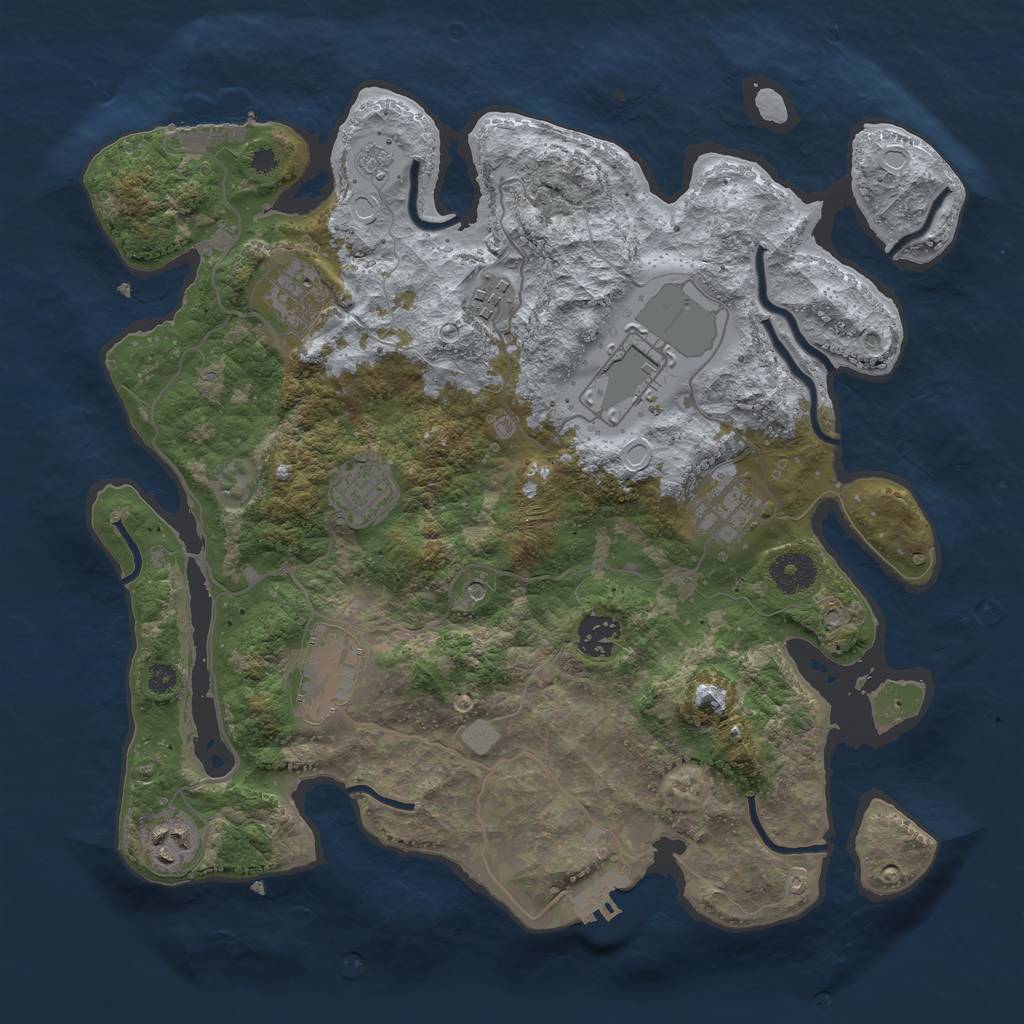 Rust Map: Procedural Map, Size: 3550, Seed: 25910, 17 Monuments