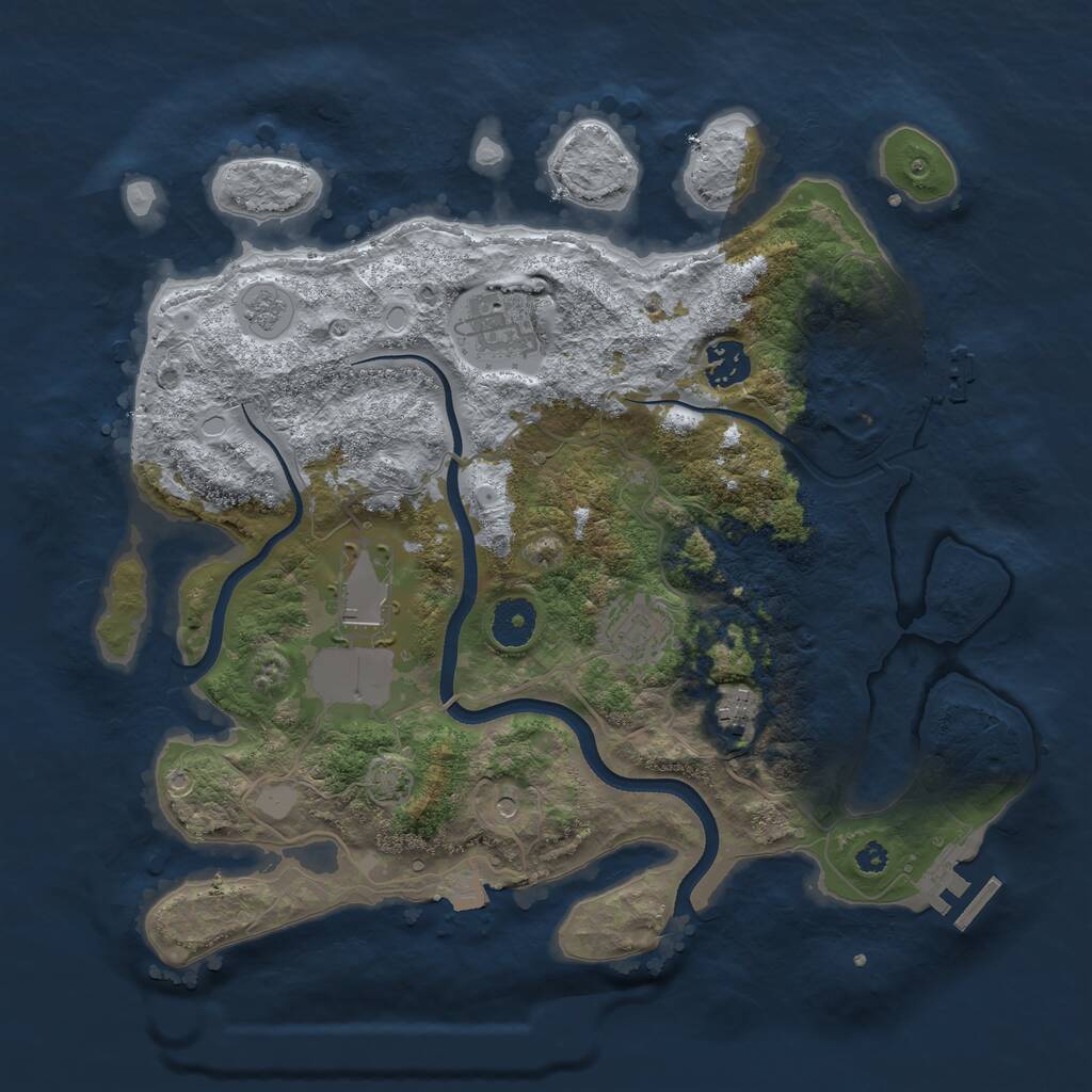 Rust Map: Procedural Map, Size: 3500, Seed: 851653301, 11 Monuments