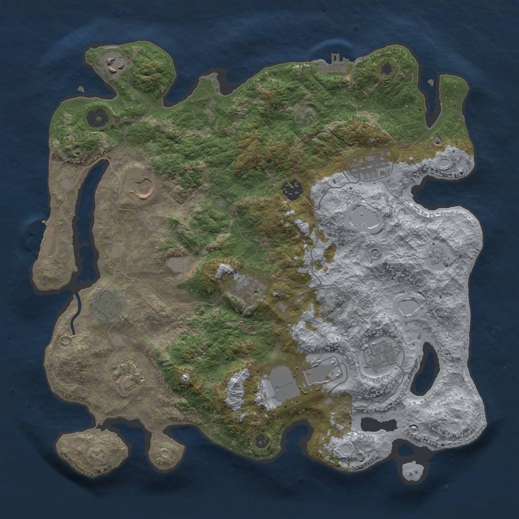 Rust Map: Procedural Map, Size: 3850, Seed: 1213654, 18 Monuments