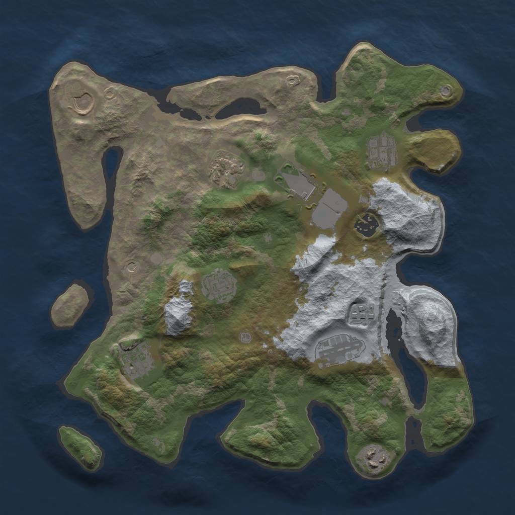 Rust Map: Barren, Size: 3500, Seed: 20221006, 13 Monuments