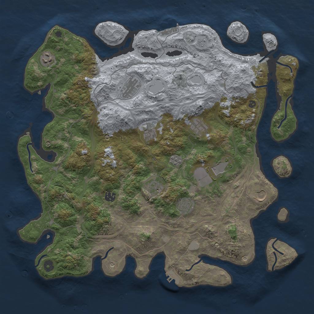 Rust Map: Procedural Map, Size: 4250, Seed: 2091884422, 19 Monuments