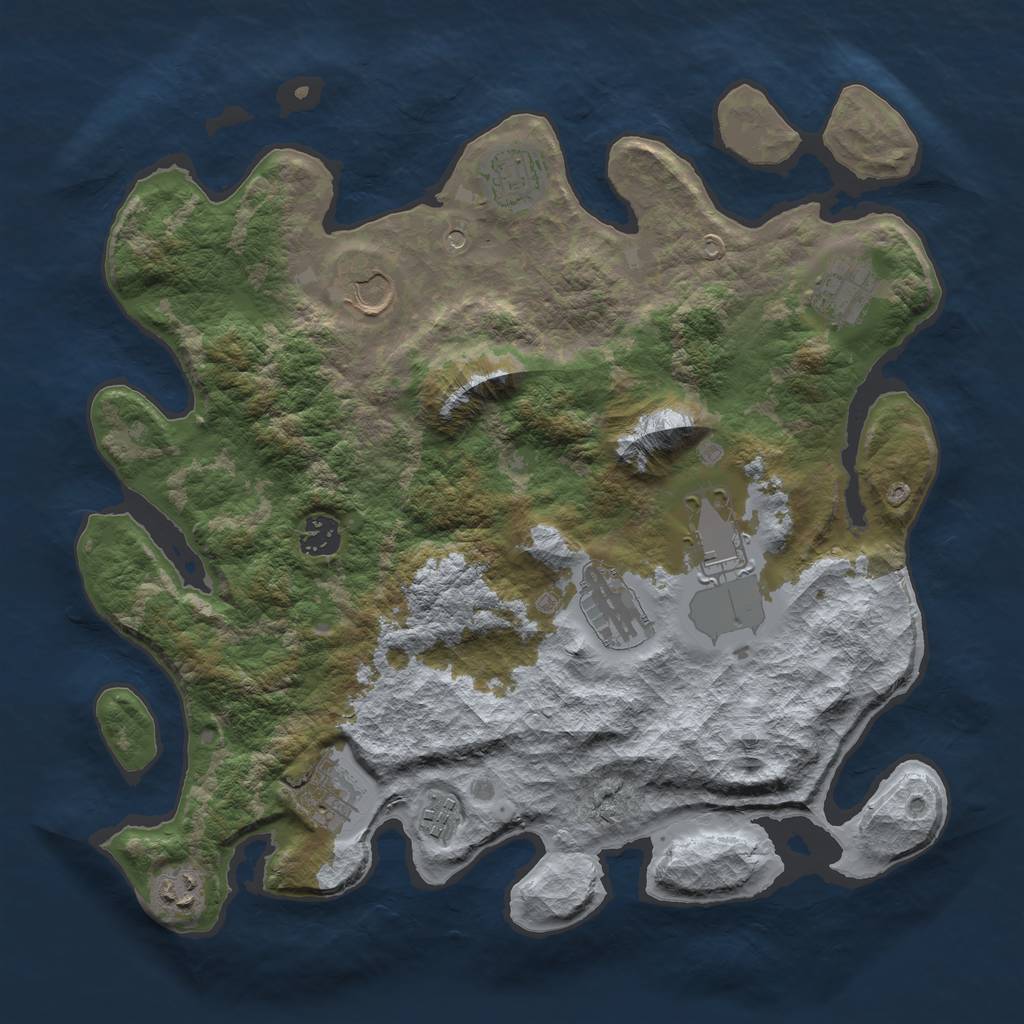 Rust Map: Barren, Size: 3700, Seed: 656725714, 12 Monuments