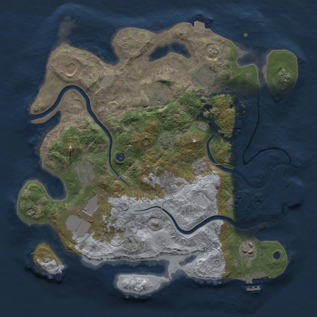 Rust Map: Procedural Map, Size: 3500, Seed: 2093474534, 14 Monuments