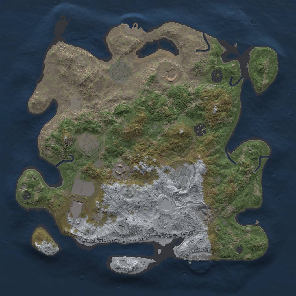 Rust Map: Procedural Map, Size: 3500, Seed: 2093474534, 16 Monuments