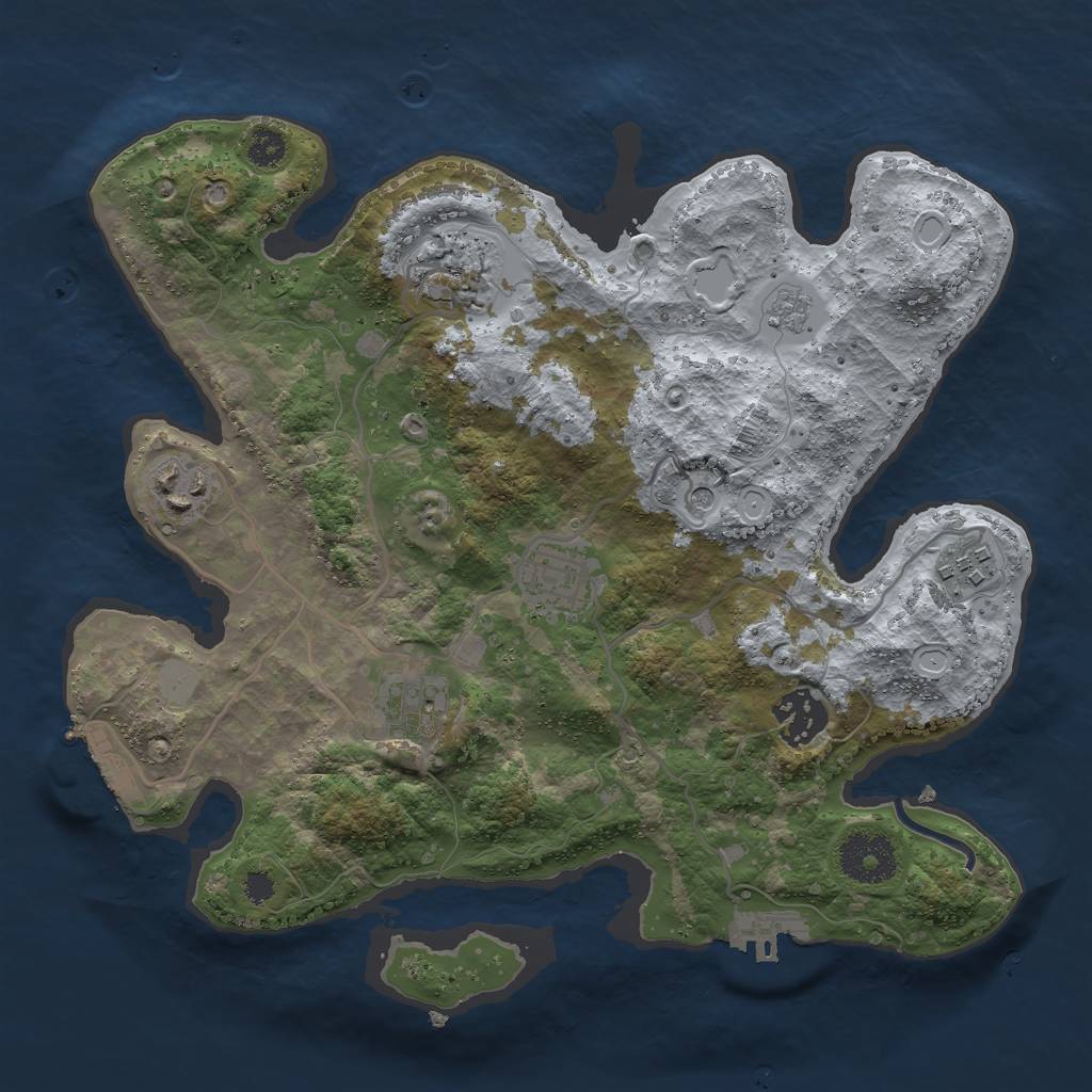 Rust Map: Procedural Map, Size: 3000, Seed: 2893719, 15 Monuments