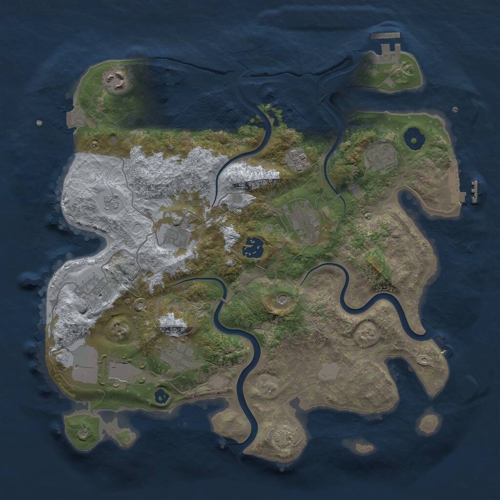 Rust Map: Procedural Map, Size: 3500, Seed: 8757363, 15 Monuments