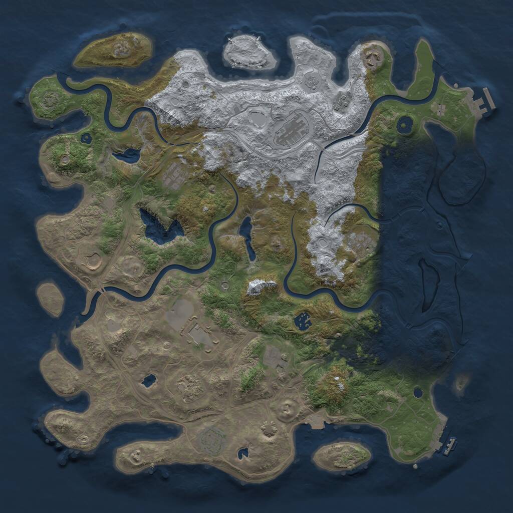 Rust Map: Procedural Map, Size: 4500, Seed: 529192633, 17 Monuments