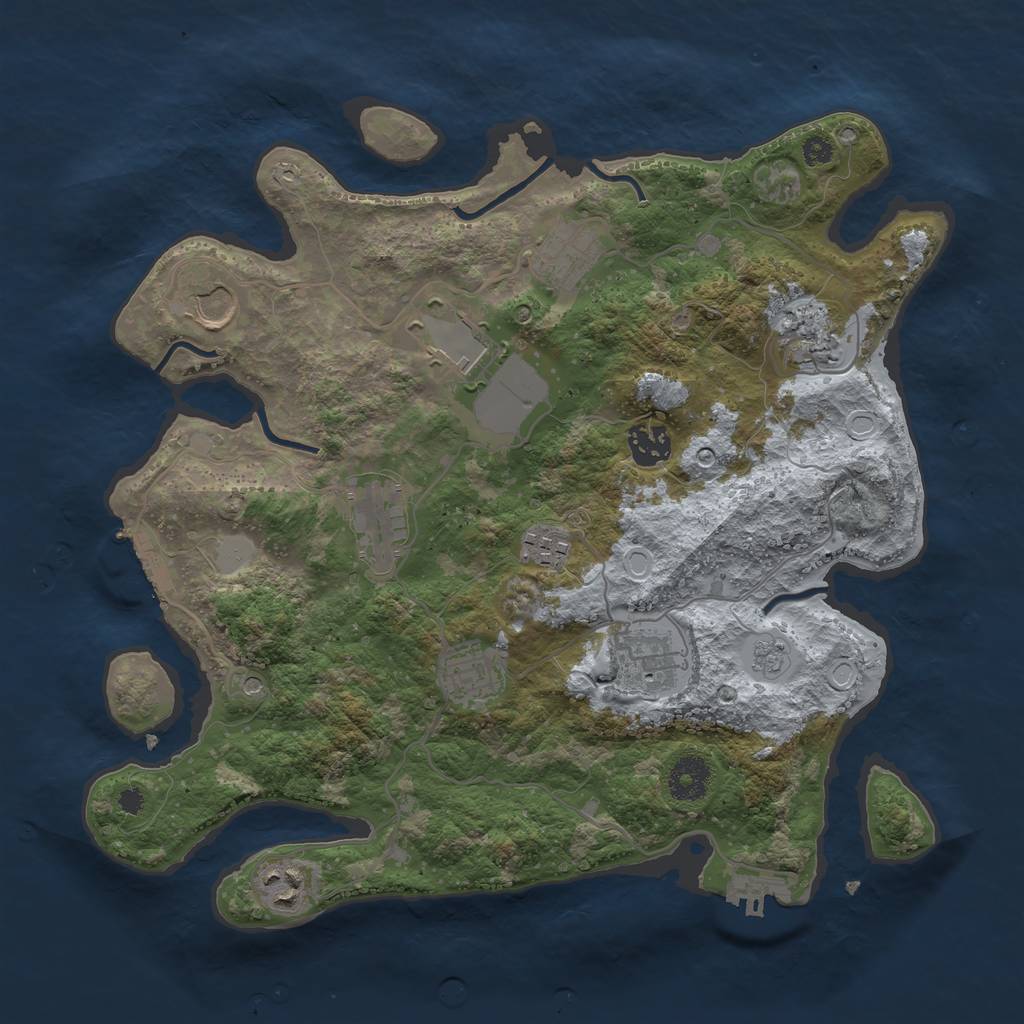 Rust Map: Procedural Map, Size: 3500, Seed: 1438858742, 19 Monuments