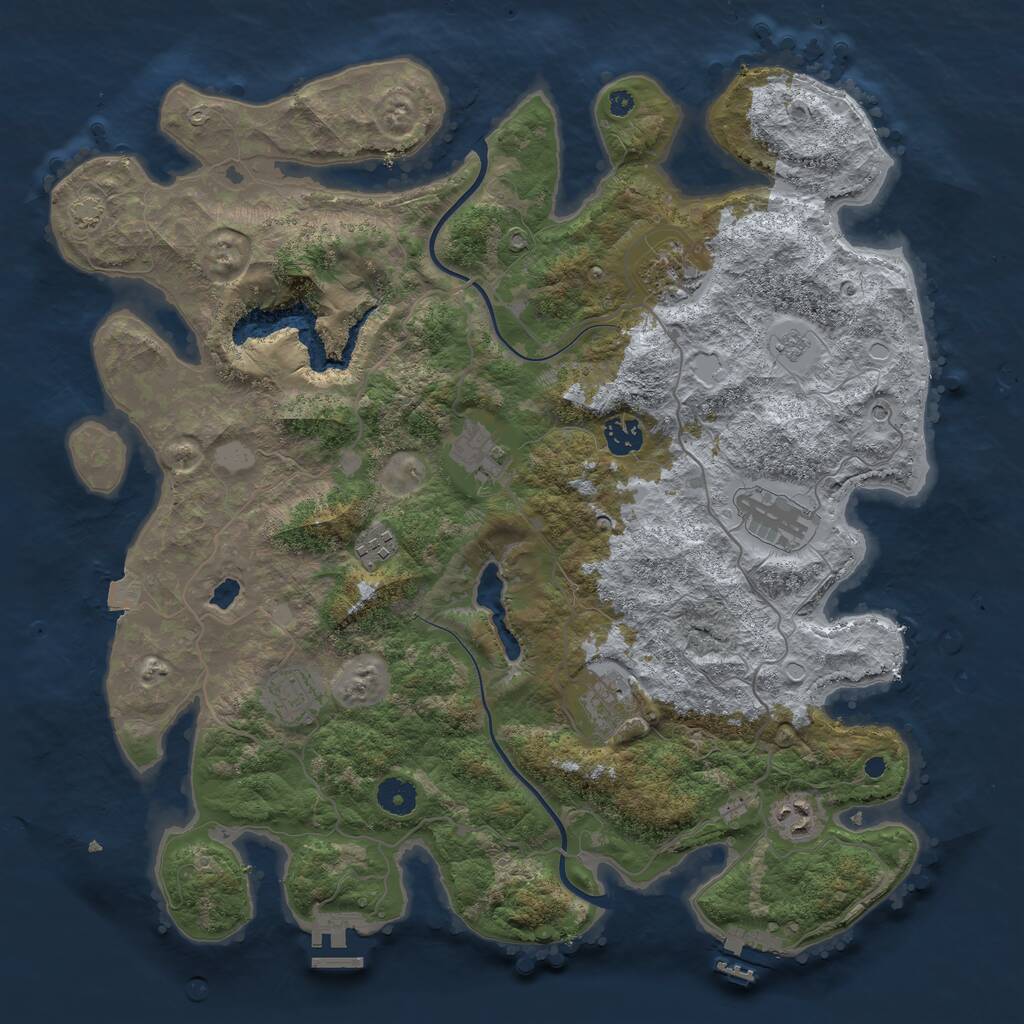 Rust Map: Procedural Map, Size: 4000, Seed: 530860836, 14 Monuments