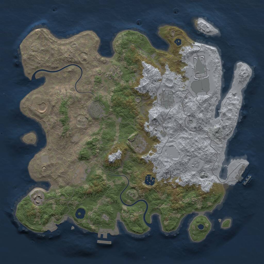 Rust Map: Procedural Map, Size: 3800, Seed: 1874689265, 15 Monuments