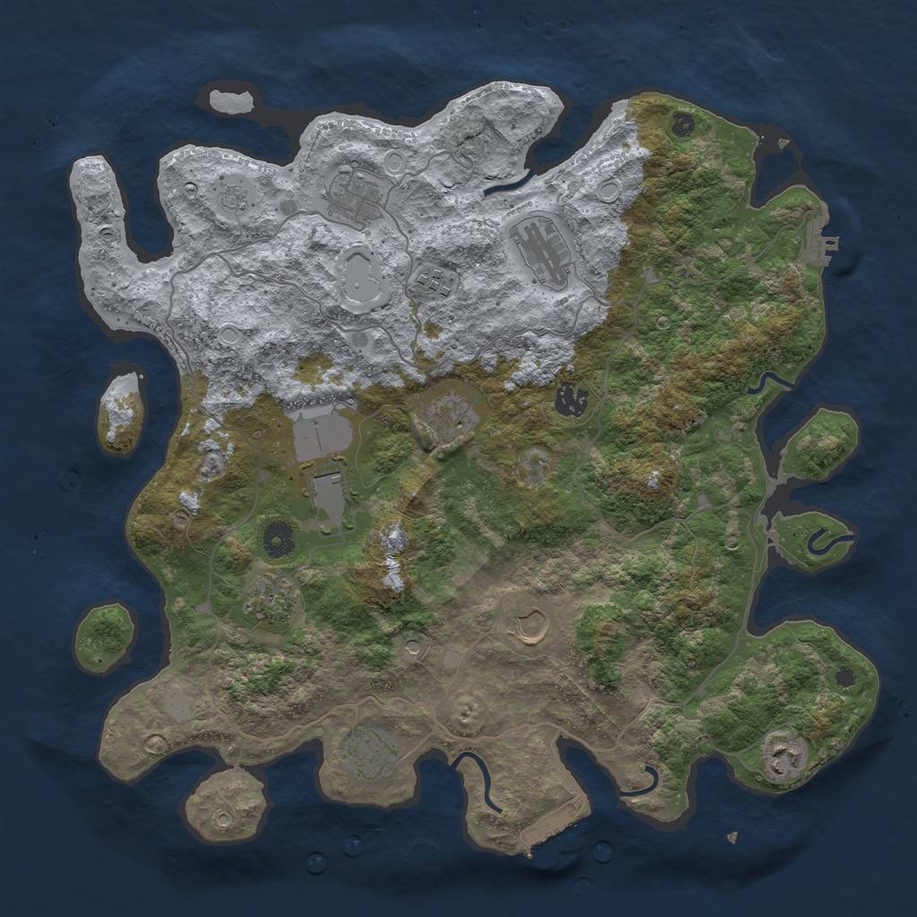 Rust Map: Procedural Map, Size: 4000, Seed: 2345, 19 Monuments