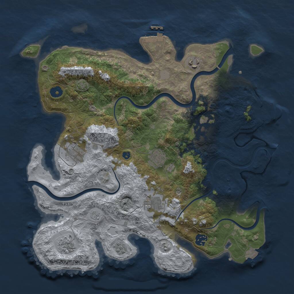Rust Map: Procedural Map, Size: 3700, Seed: 234962119, 14 Monuments