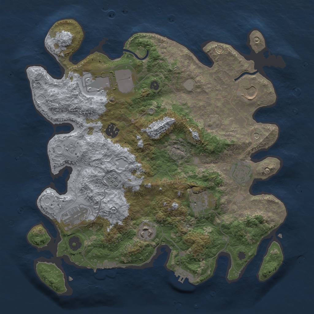 Rust Map: Procedural Map, Size: 3500, Seed: 405723870, 17 Monuments