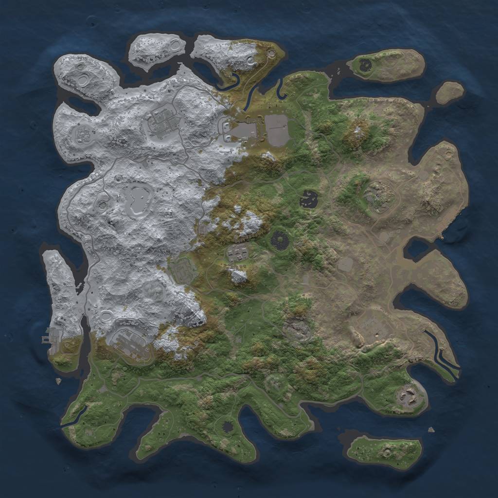 Rust Map: Procedural Map, Size: 4000, Seed: 1647272602, 18 Monuments