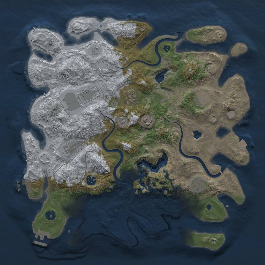 Rust Map: Procedural Map, Size: 4000, Seed: 1647272602, 14 Monuments